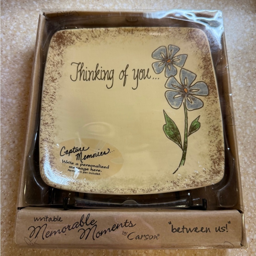 Carson Thinking of You Plate with Blue Flowers Writeable memorable moments New